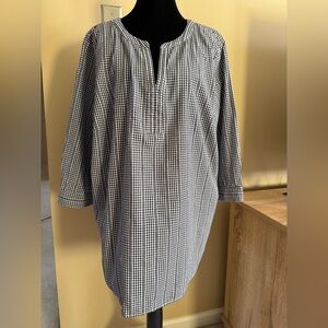 Talbots Navy and White Gingham Tunic